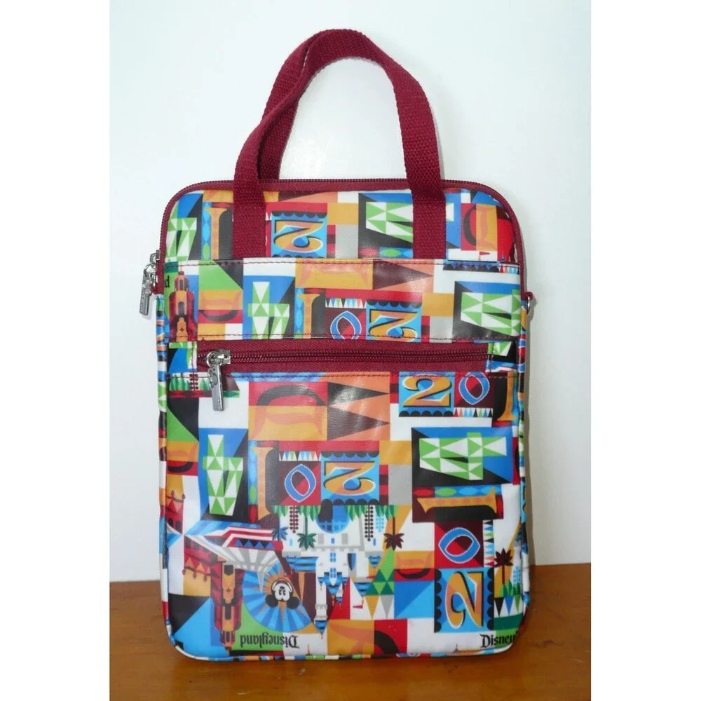 Disney Parks 2014 retro icon print tech and tablet crossbody bag missing strap